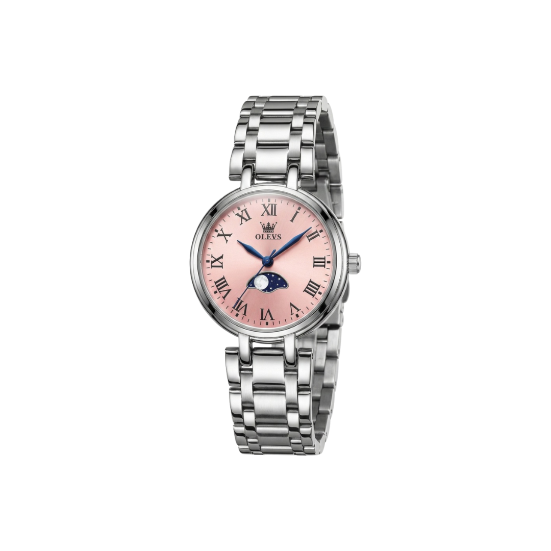 OLEVS 5573 Classic fashion roman hour mark women watch-Pink Dial