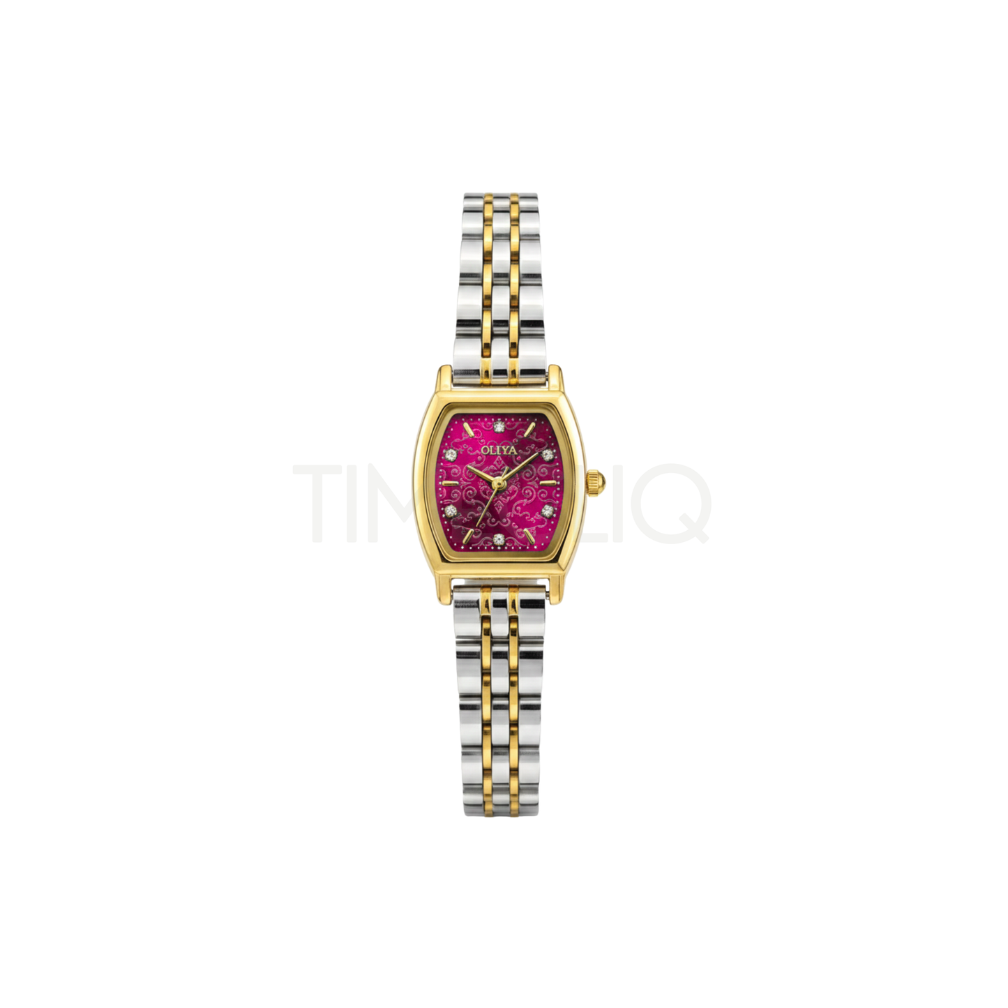 Oliya 2001 Luxury Two Toned Ladies Watch- Deep Pink Dial