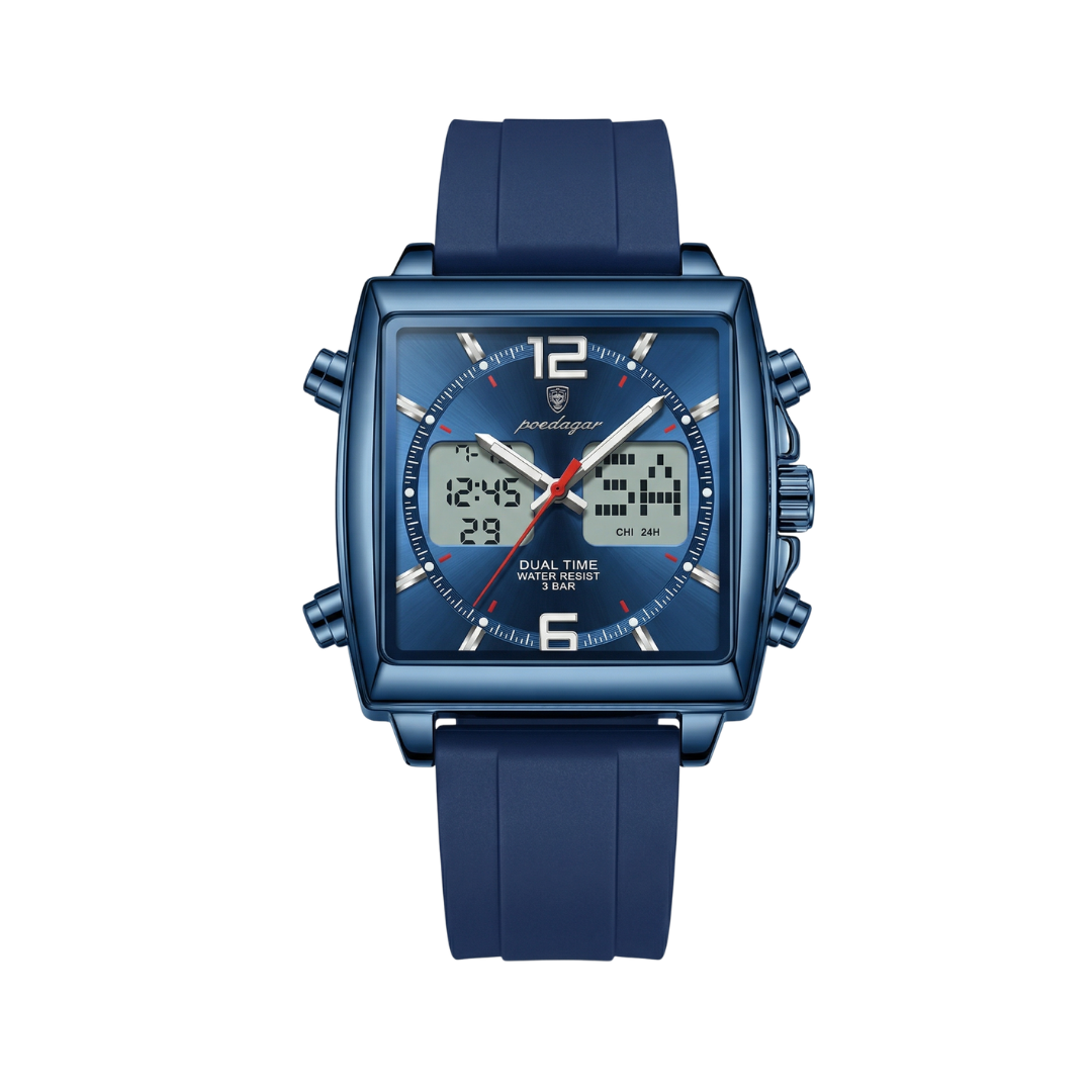 Poedagar E109 Waterproof Luminous Multifunctional Chronograph Alarm Silicone Strap Full Blue