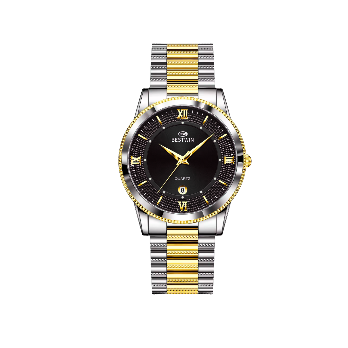 Bestwin 232 Classic Luxury Quartz Men's Watch Dual Tone Black