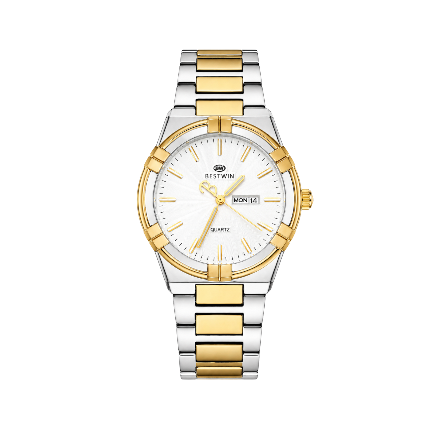 Bestwin 130M Classic Luxury Quartz Men's Watch Dual Tone White Dial