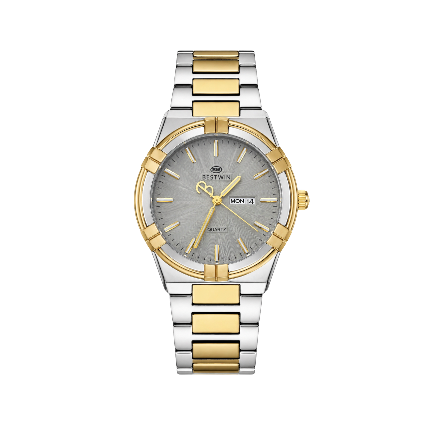 Bestwin 130M Classic Luxury Quartz Men's Watch Dual Tone Grey Dial