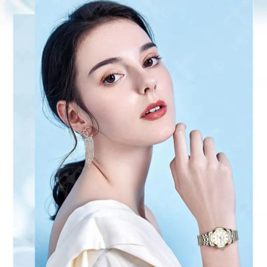 TRSOYE TRS 6603 Luxury Design Elegant Watch For Women- Silver Gold