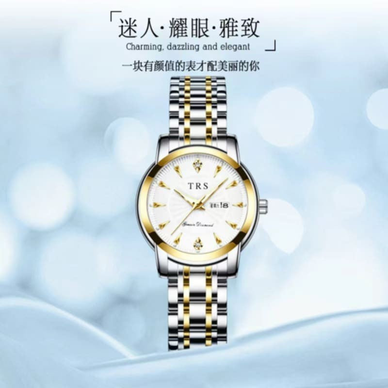 TRSOYE TRS 6603 Luxury Design Elegant Watch For Women- Silver Gold