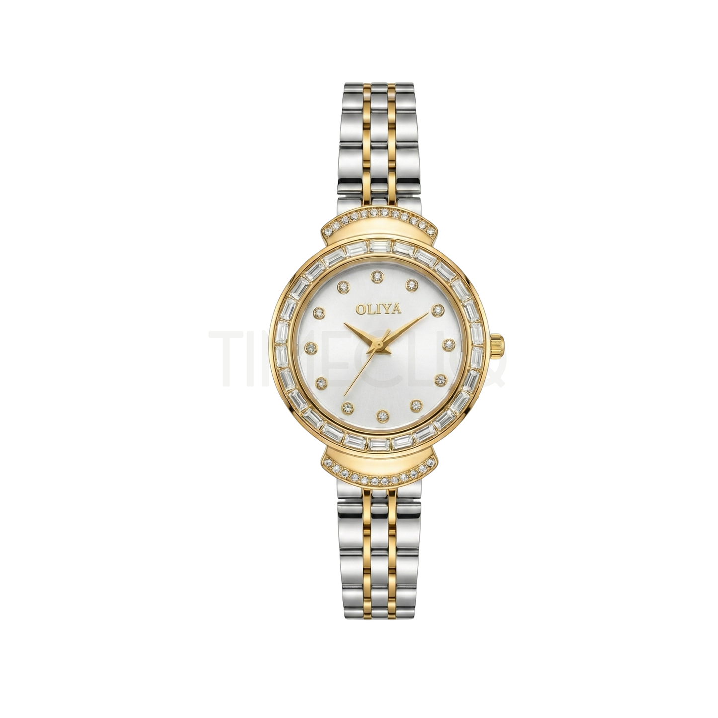 Oliya 6806 Luxury Stone Quartz Two Toned Ladies Watch-White dial