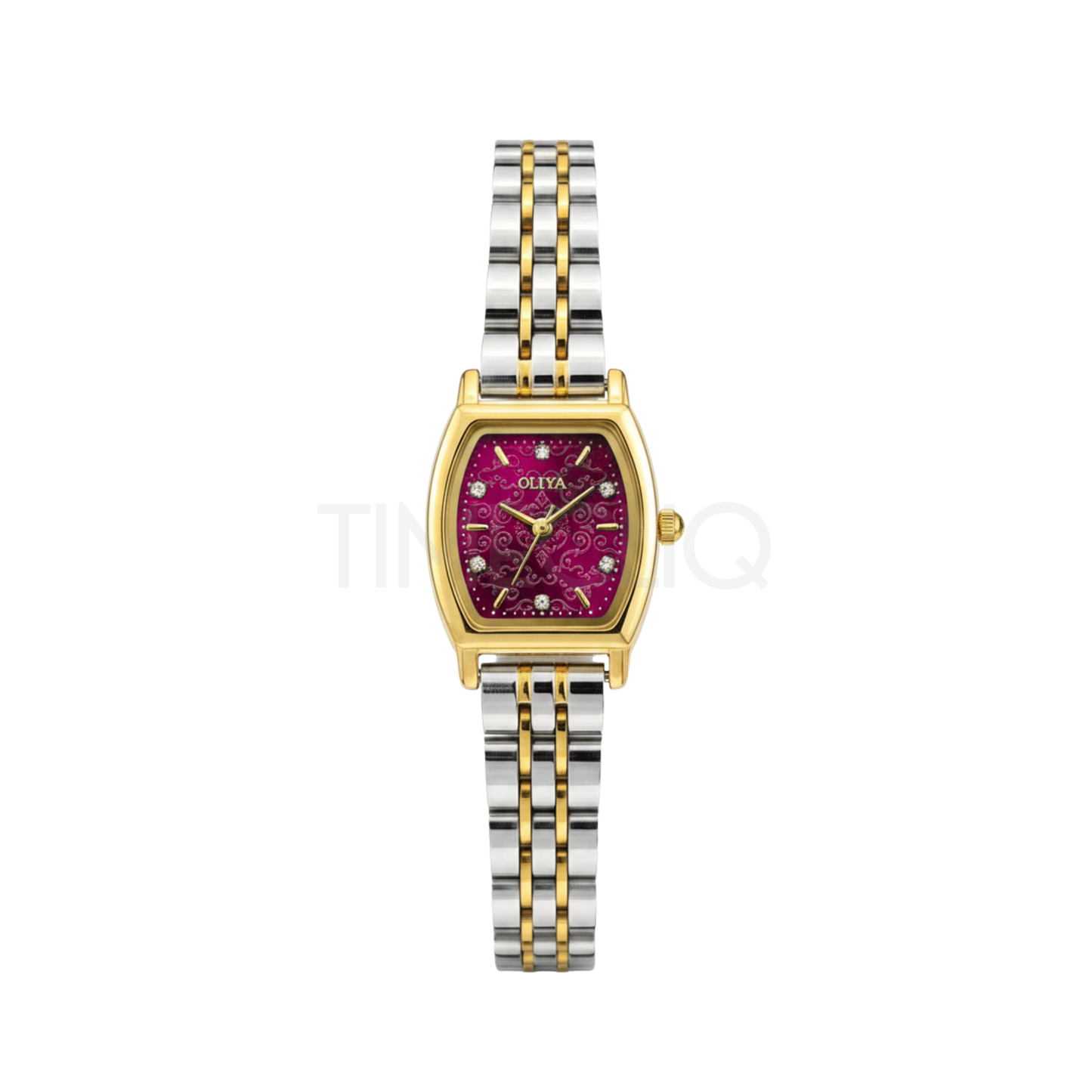 Oliya 2001 Luxury Two Toned Ladies Watch- Deep Pink Dial