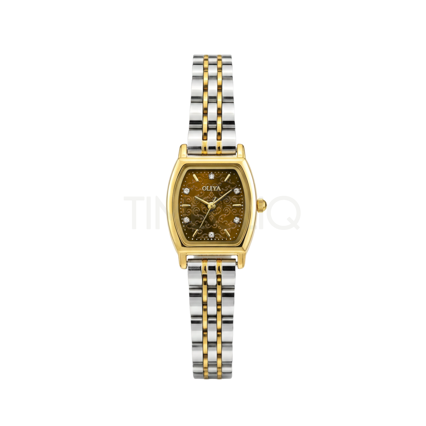 Oliya 2001 Luxury Two Toned Ladies Watch- Brown Dial