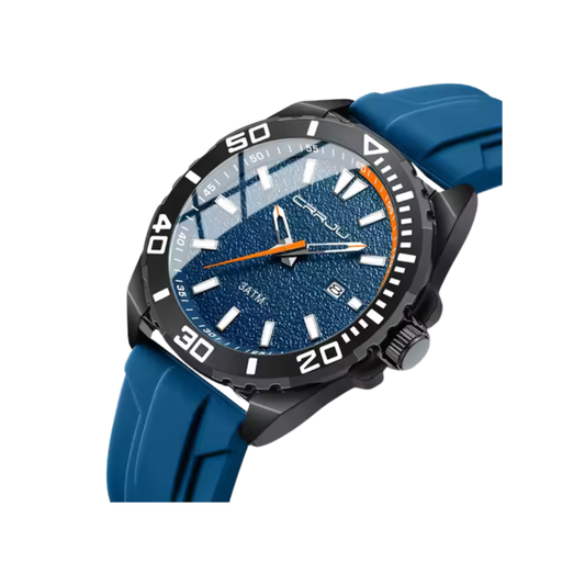 CRRJU 5034 Men Casual Sport Military Quartz Calendar Wrist Watch - Blue