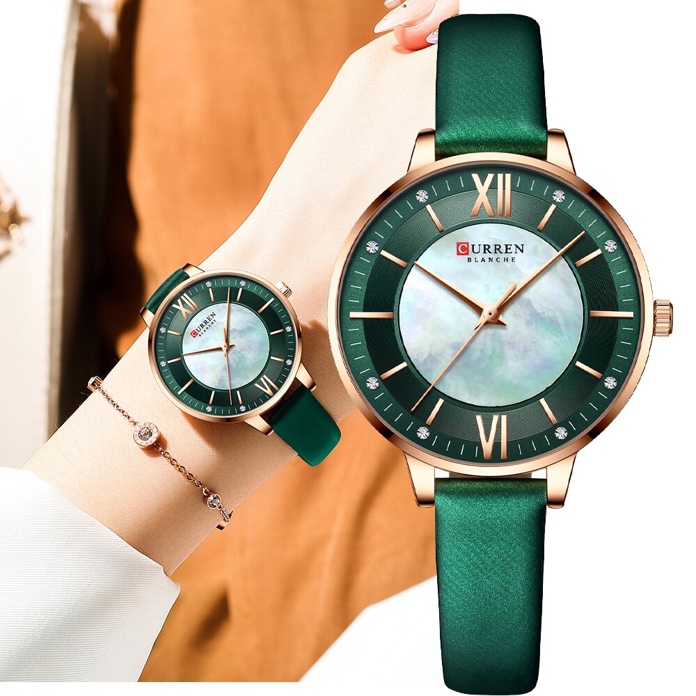 CURREN 9080 Belt Quartz Belt Wristwatch for Women - Green