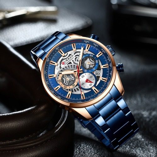 CURREN 8391 Stainless Steel Watch for Men - Blue