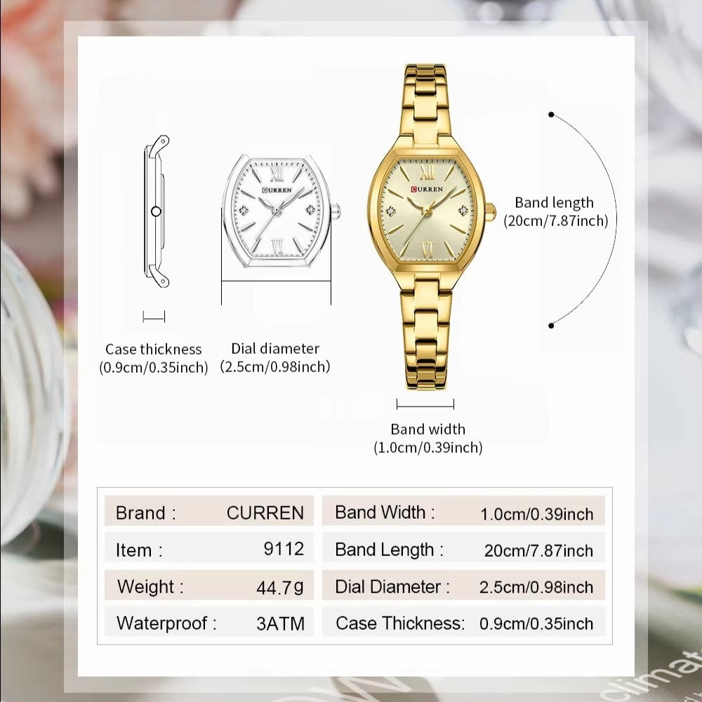 CURREN 9112 Women’s Stainless Steel Watch – Gold Elegant Design