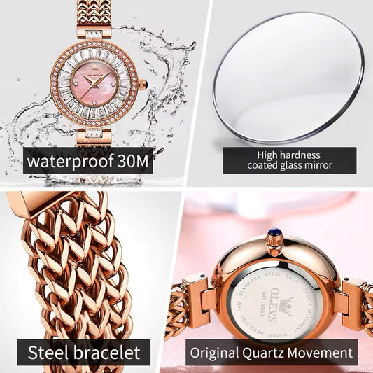 OLEVS 9959 Exclusive Design Watch for Women - Rose Gold