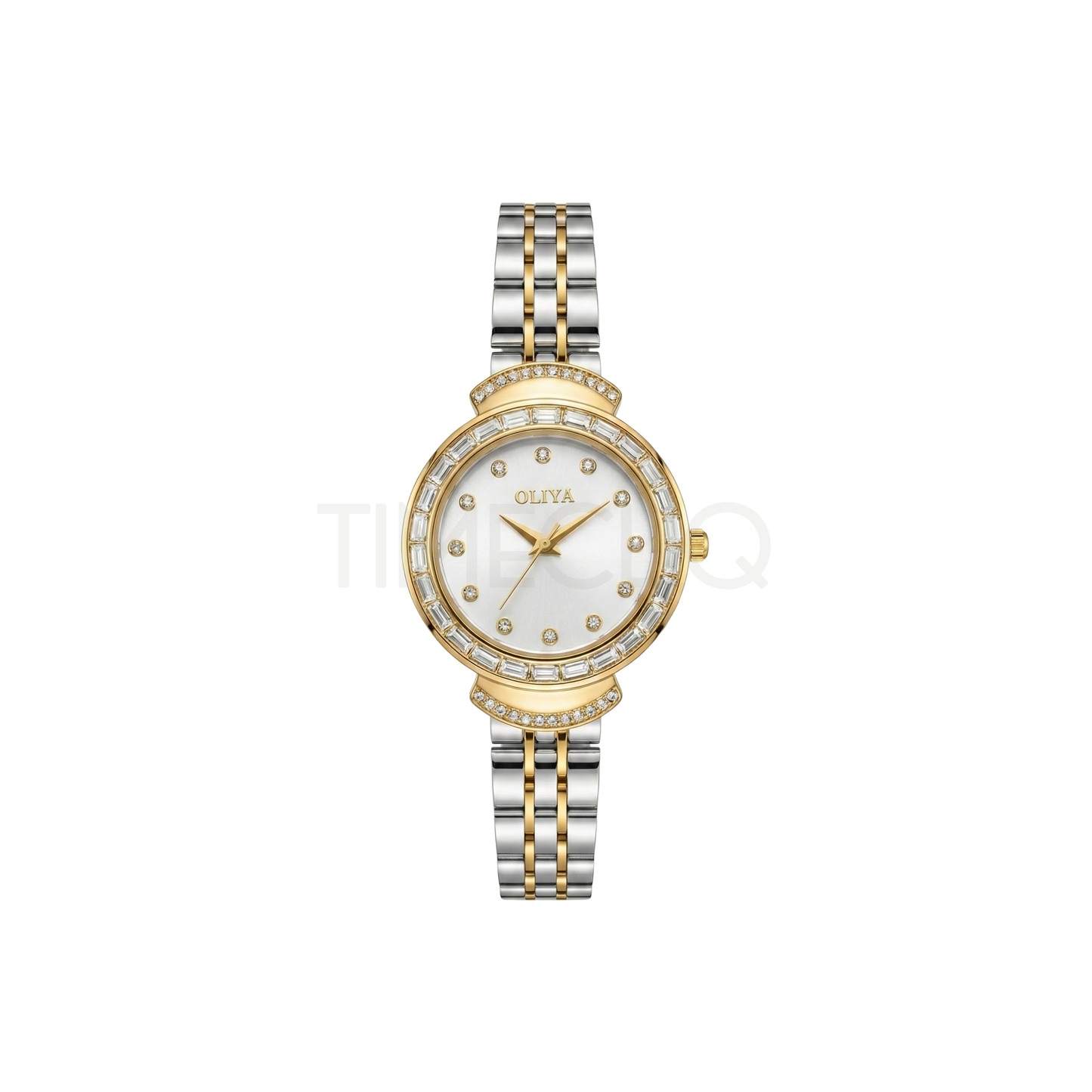 Oliya 6806 Luxury Stone Quartz Two Toned Ladies Watch-White dial