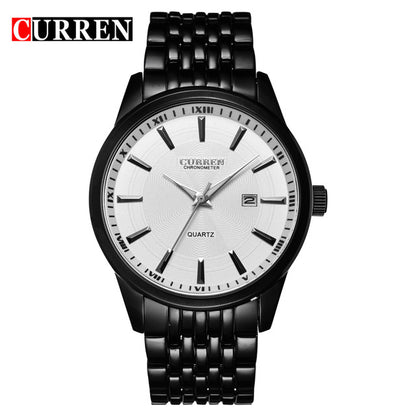 CURREN 8052 Analog Stainless Steel Watch for Men - Black & Silver