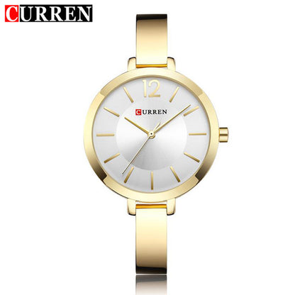 CURREN 9012 Stainless Steel Analog Watch for Women - Gold & White