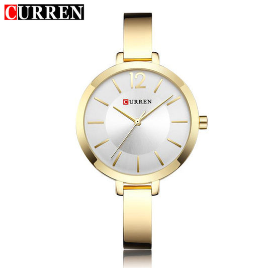 CURREN 9012 Stainless Steel Analog Watch for Women - Gold & White