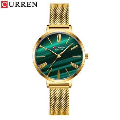 Curren 9076 Quartz Wristwatch for Women - Gold & Green