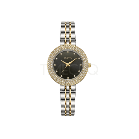 Oliya 6802 Dual Tone Ladies Watch-Black Dial