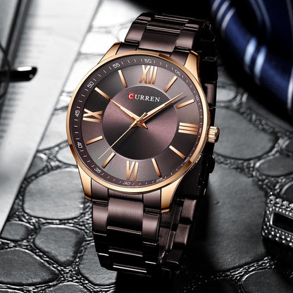 CURREN 8383 Quartz Stainless Steel Watch for Men - Chocolate
