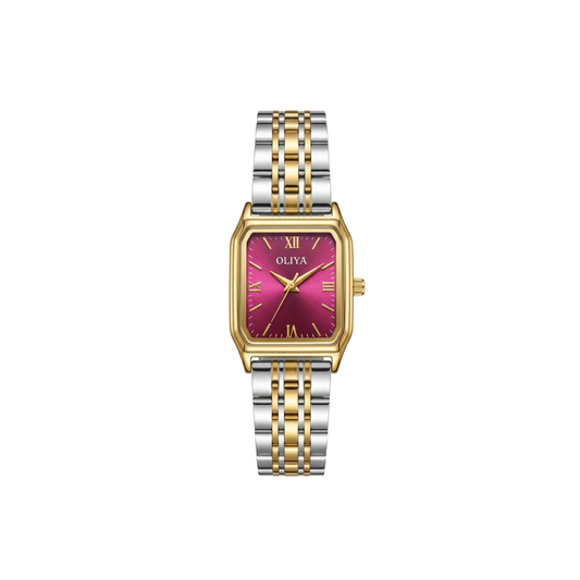 Oliya 899 Women’s Two Toned Watch – Deep Pink Dial | Elegant Ladies Wristwatch