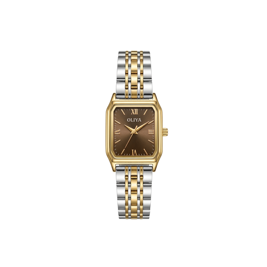 Oliya 899 Women’s Two Toned Watch – Brown Dial | Elegant Ladies Wristwatch