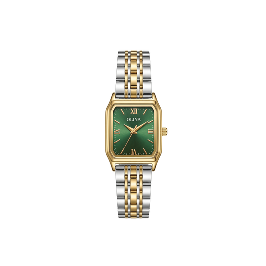 Oliya 899 Women’s Two Toned Watch – Green Dial | Elegant Ladies Wristwatch