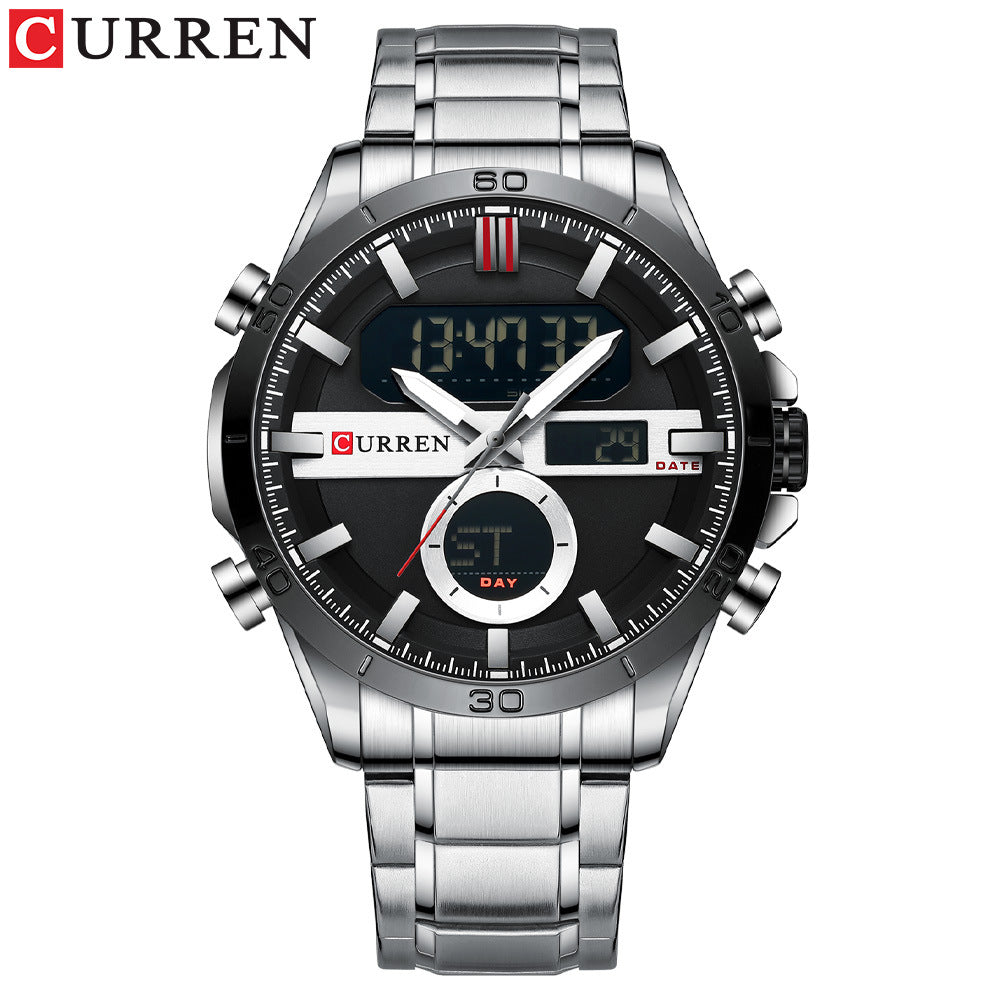 CURREN 8384 Quartz Analog Digital Stainless Steel Watch for Men - Silver