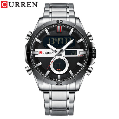CURREN 8384 Quartz Analog Digital Stainless Steel Watch for Men - Silver