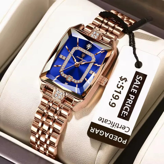 POEDAGAR 785 Unique Design Luxury Quartz Ladies Watch-Blue