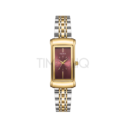 Oliya 55182 Ladies Two-Toned Watch Maroon Dial