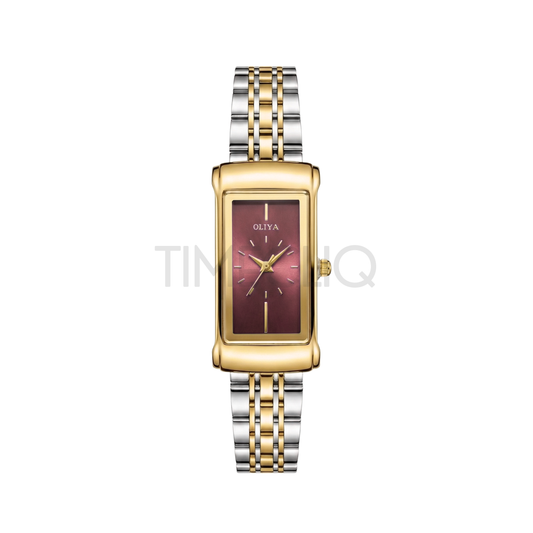 Oliya 55182 Ladies Two-Toned Watch Maroon Dial