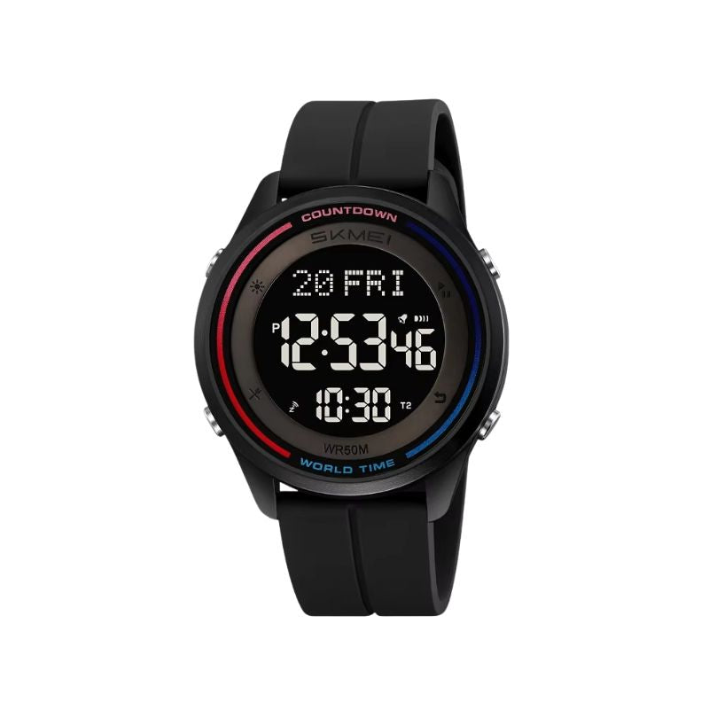 SKMEI 2412 Chronograph Fashion Wristwatch Digital Men's Waterproof Sports Watch - Black