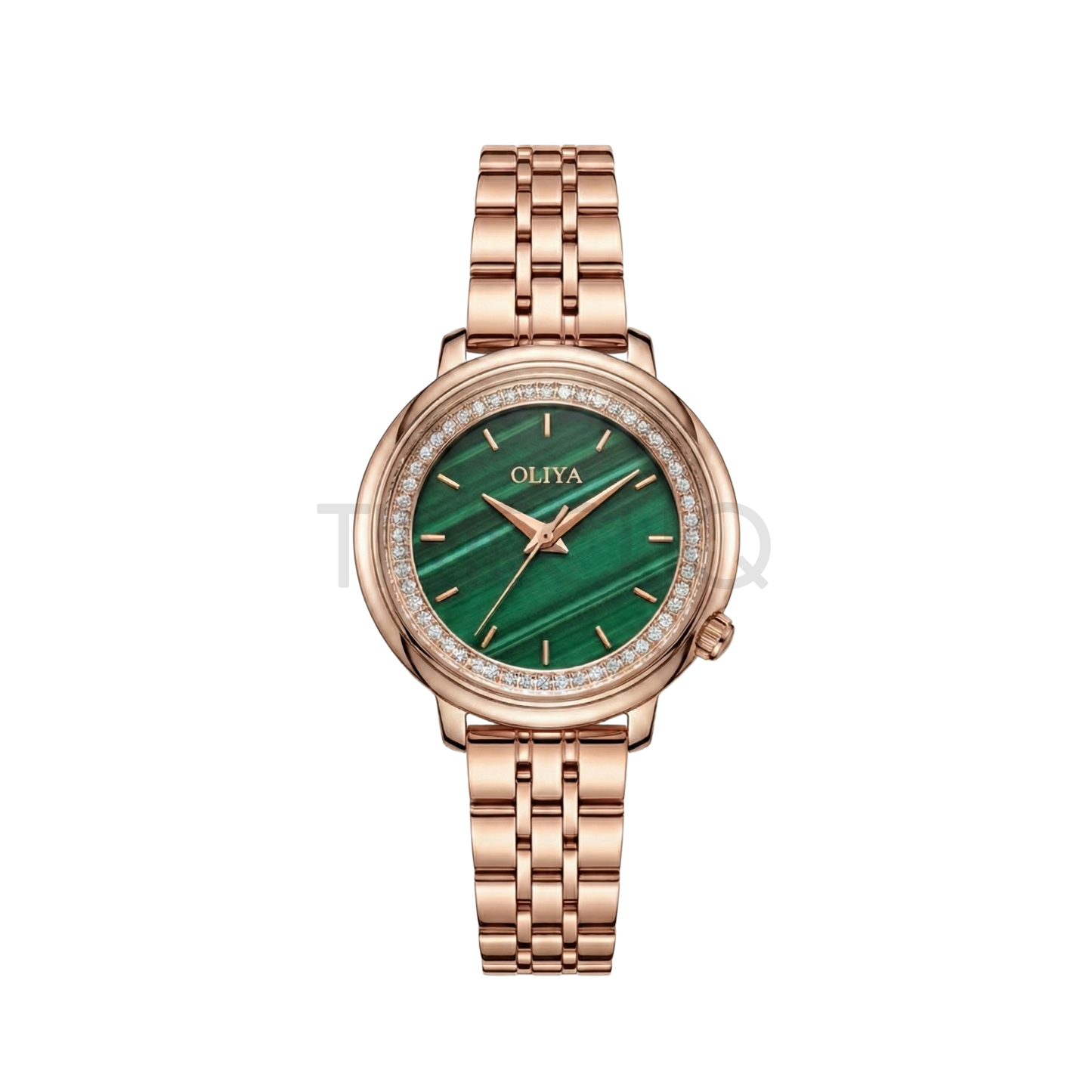 Oliya 889 Green Striped Dial Rose-Gold Women’s Watch