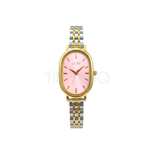 Oliya 2015 Women’s Two Toned Watch – Pink Dial | Elegant Ladies Wristwatch