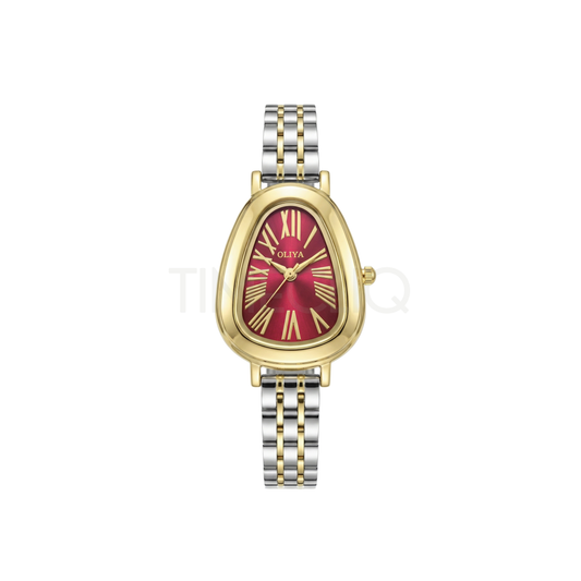 Oliya 2016 Women’s Retro Vintage Watch – Red Dial | Elegant Ladies Wristwatch