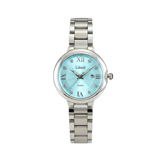 Labaoli LA586M Women’s Stainless-Steel Silver Watch- Light Blue Dial