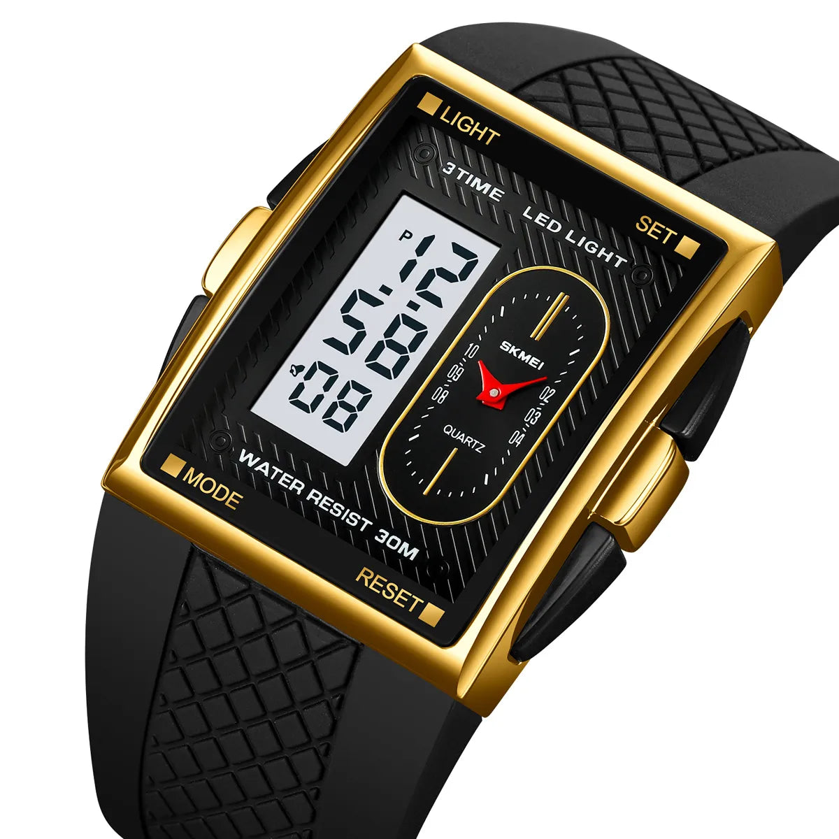 Skmei 2213 Waterproof Digital Analog Dual Time Sport Watch For Men - Gold