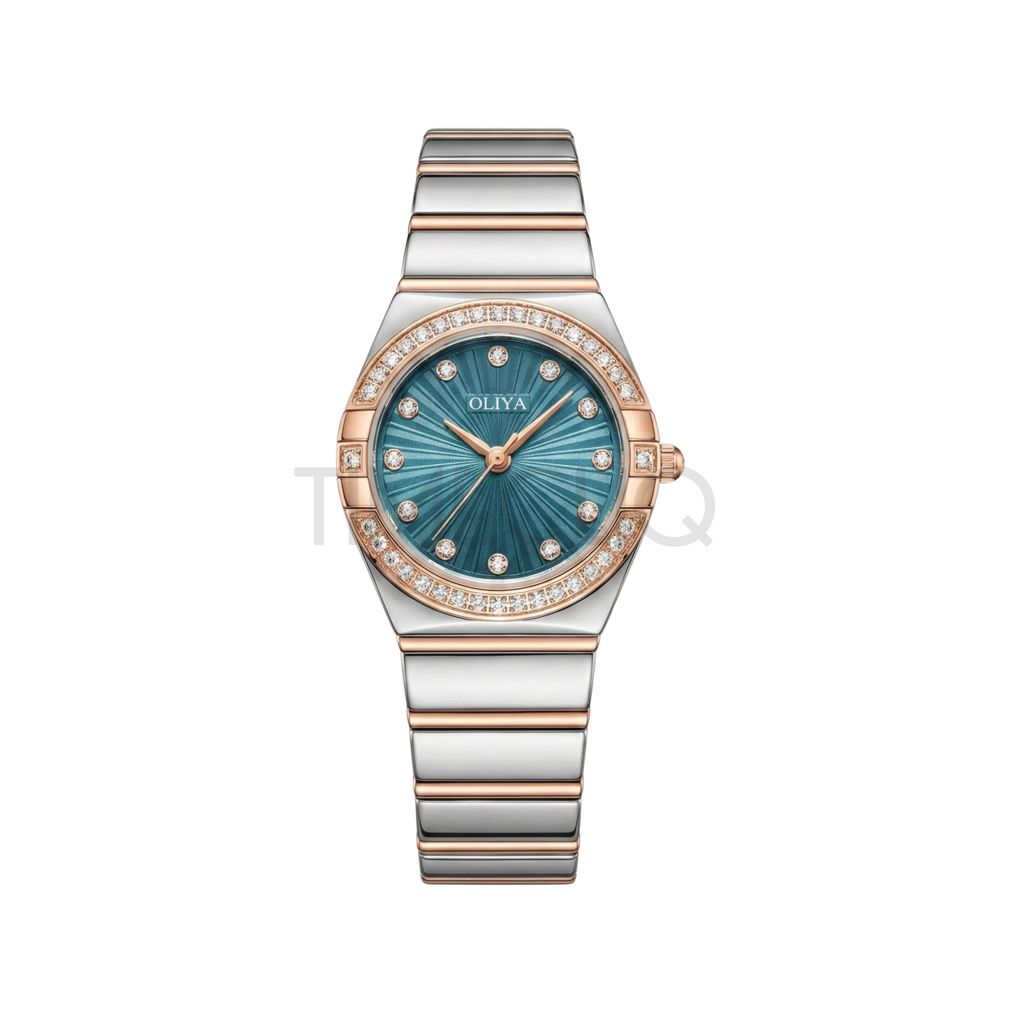 Oliya 990 Women’s Bracelet Watch with Crystal Bezel- Blue Dial
