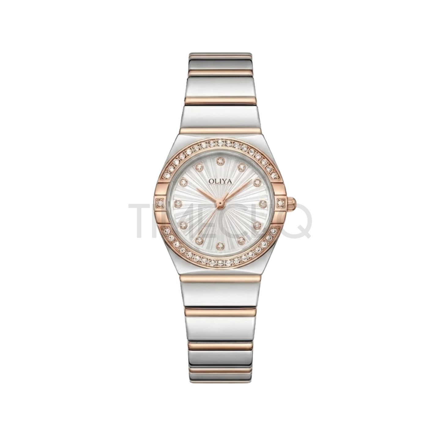 Oliya 990 Women’s Bracelet Watch with Crystal Bezel- White Dial