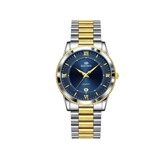 Bestwin 232 Classic Luxury Quartz Men's Watch Dual Tone Blue