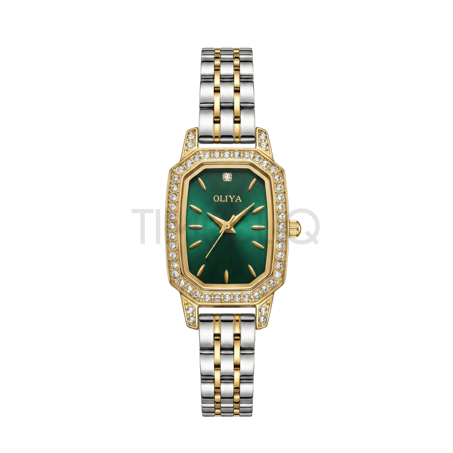 Oliya 2002 Elegant Women’s Two-Toned Watch – Green Dial | Stylish Ladies Watch