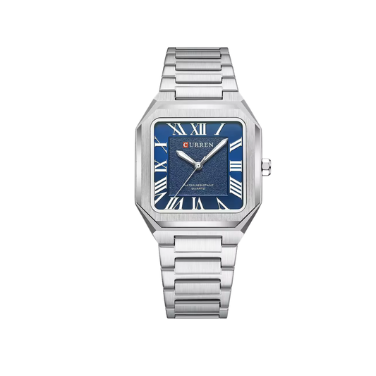 CURREN 8482 Elegant Men's Quartz Watch Luminous Waterproof Stainless Steel Strap- Silver Blue