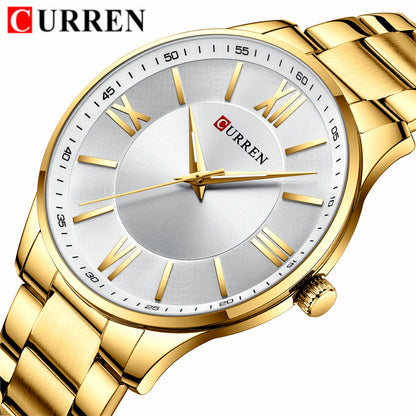 CURREN 8383 Quartz Stainless Steel Watch for Men - Gold