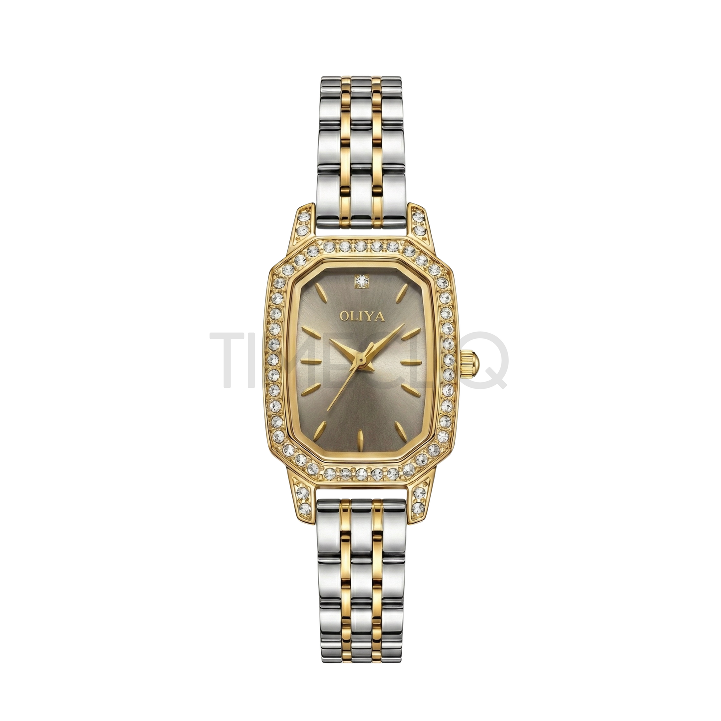Oliya 2002 Elegant Women’s Two-Tone Watch – Grey Dial | Stylish Ladies Watch