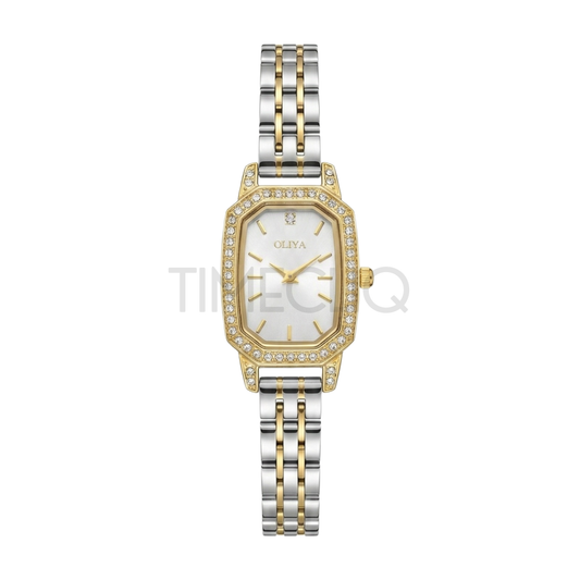 Oliya 2002 Elegant Women’s Two-Toned Watch – White Dial | Stylish Ladies Watch