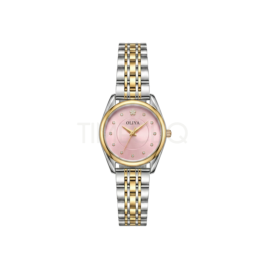 Oliya 6658 Baby Pink Dial Two-Tone Women’s Watch.
