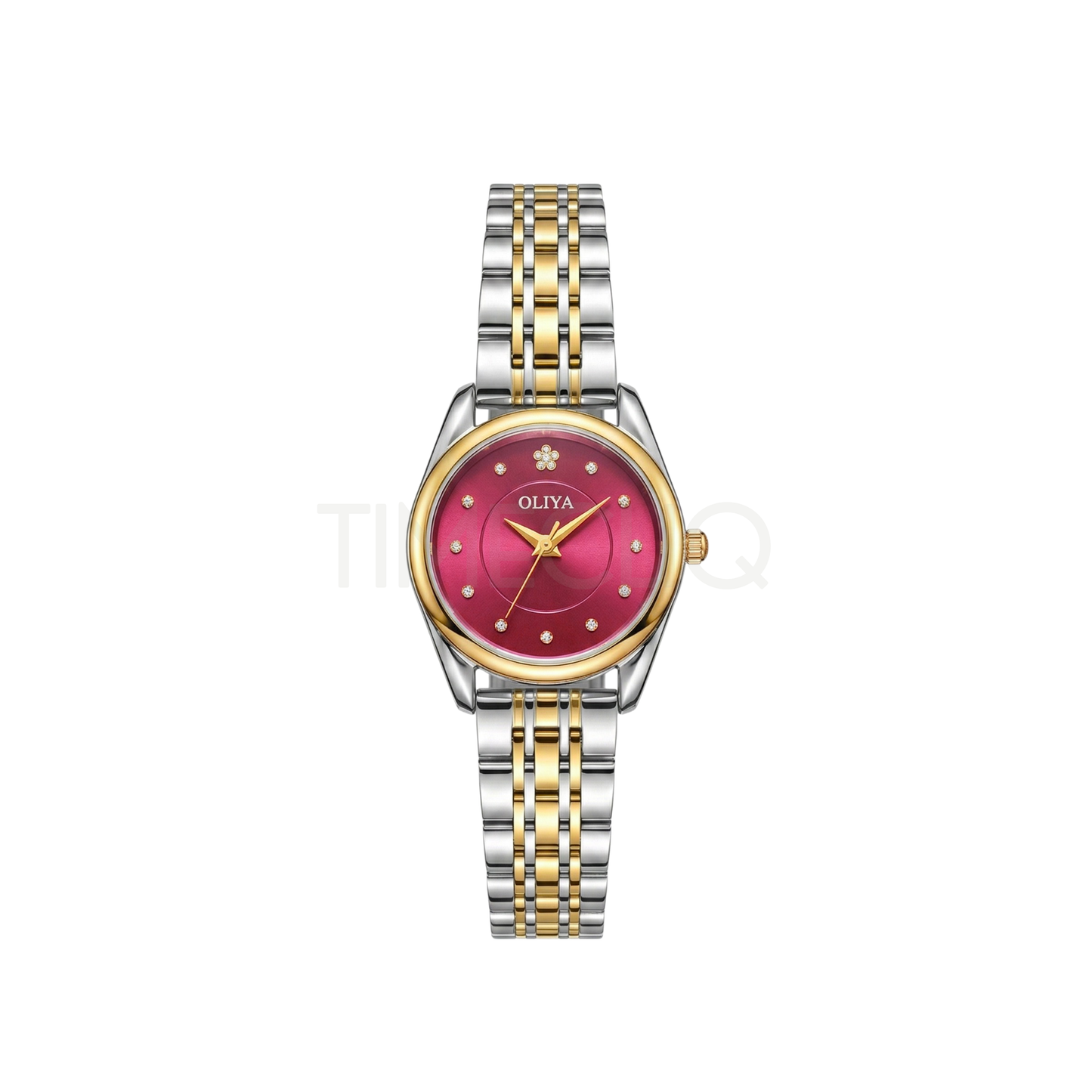Oliya 6658 Deep Pink Dial Two-Tone Women’s Watch.