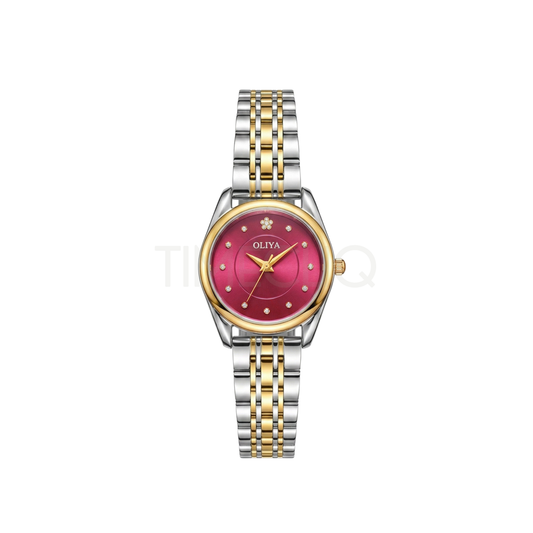 Oliya 6658 Deep Pink Dial Two-Tone Women’s Watch.