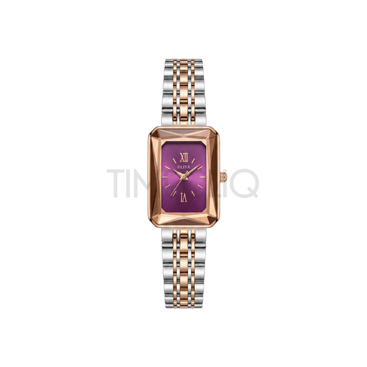 Oliya 6881 Luxury Two Toned Watch Purple Square Dial