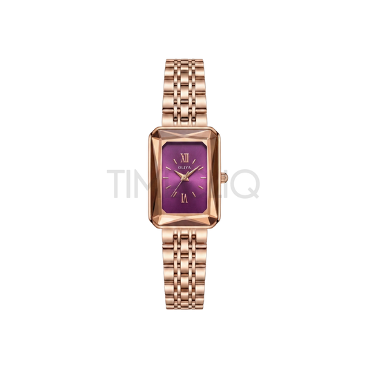 Oliya 6881 Luxury Gold Watch Purple Square Dial